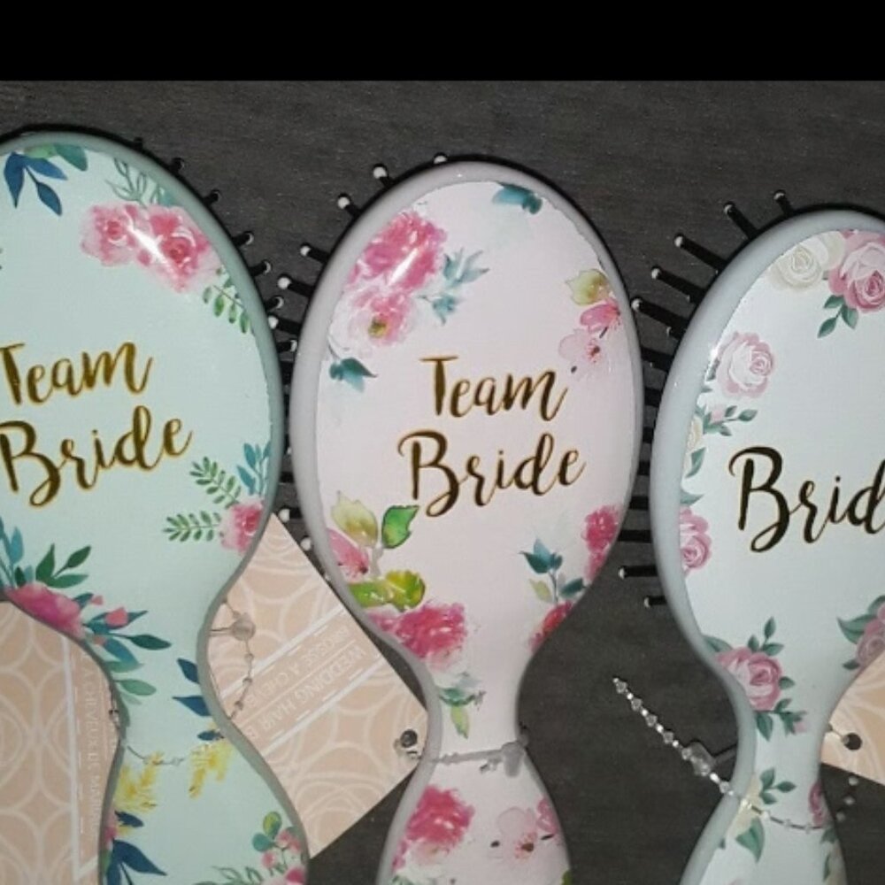 3 pc Brush Bridal Collection Mini Detanglers Women Girls Gift Floral Design Pink